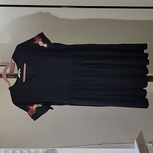 Black embroidered dress